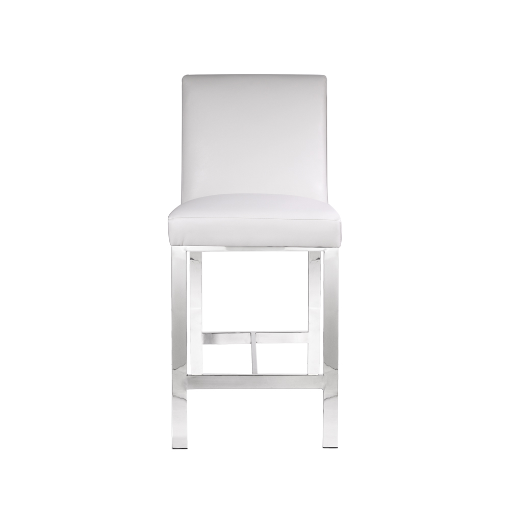 Emiliano Kitchen Counter Chair: White PU Fabric